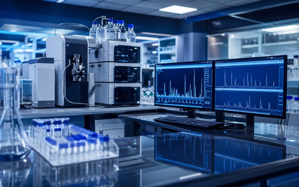 Modern analytical laboratory with chromatography equipment